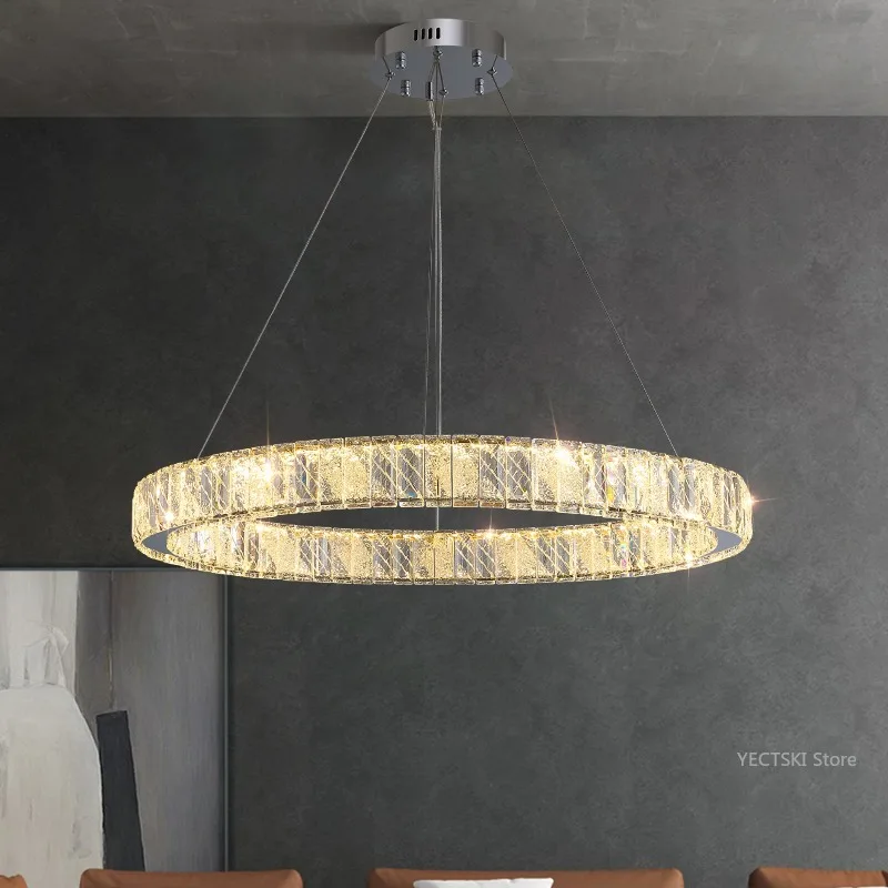 Lampadario di cristallo di lusso leggero, luce del soggiorno, luce principale della sala da pranzo, camera da letto di lusso moderna semplice e luce di studio