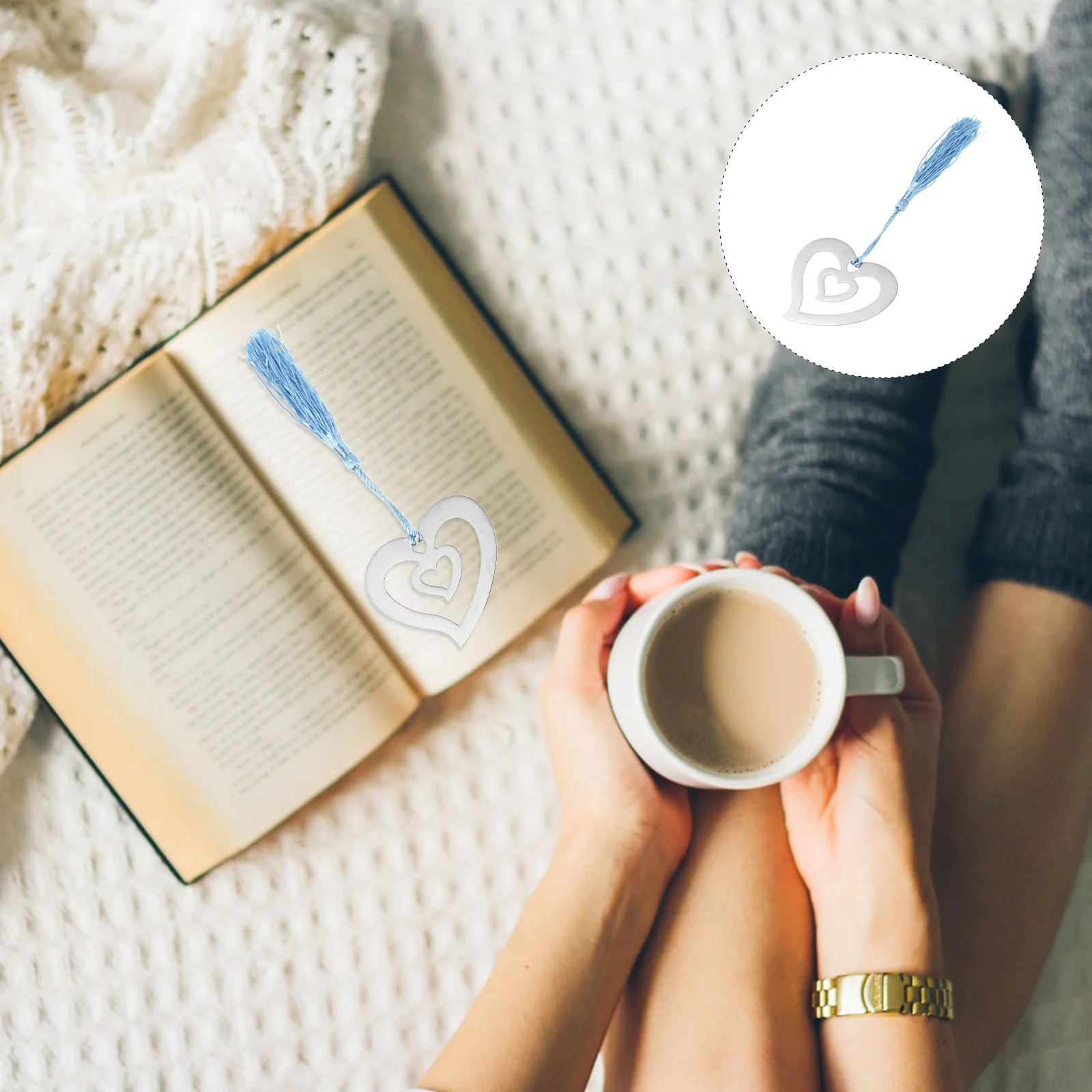 

6Pcs Heart Stainless Steel Bookmarks Decorative Reading Page-Markers Lightweight Book Accessories Heart Bookmarks