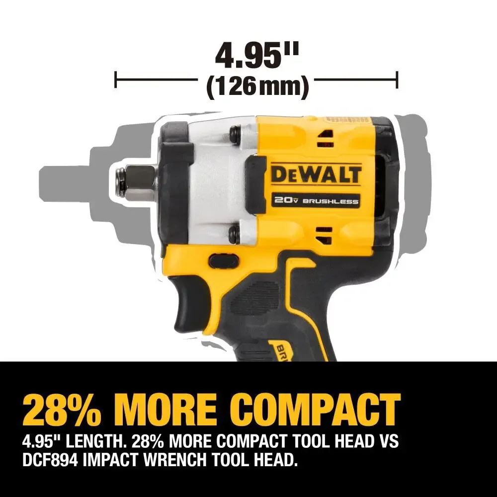 Dewalt ATÓMICO, DCF921™Chave de Impacto sem Fio com Bigorna de Anel Quente, Ferramentas Elétricas de Lítio, Ferramenta Bare, 1 in, 2in, 20V