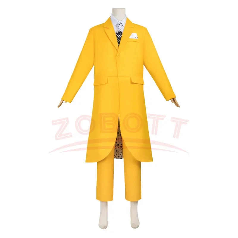 

☢2026 Movie The Mask Cosplay Costume Jim Carry Cosplay Yellow Uniform Carnival Party Suit Hat Tie Halloween party clothing☢￥#