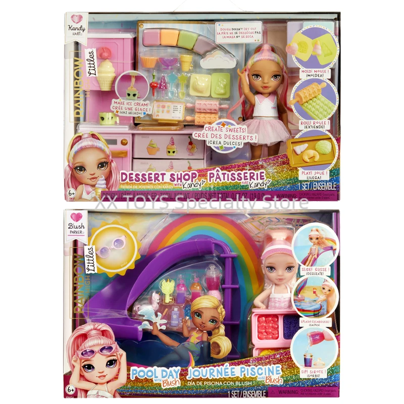 Rainbow High Little Pool Day with Blush Doll Playset Dessert Shop with Kandy Doll Playset Girls Play House Toy Birthday Gift Set