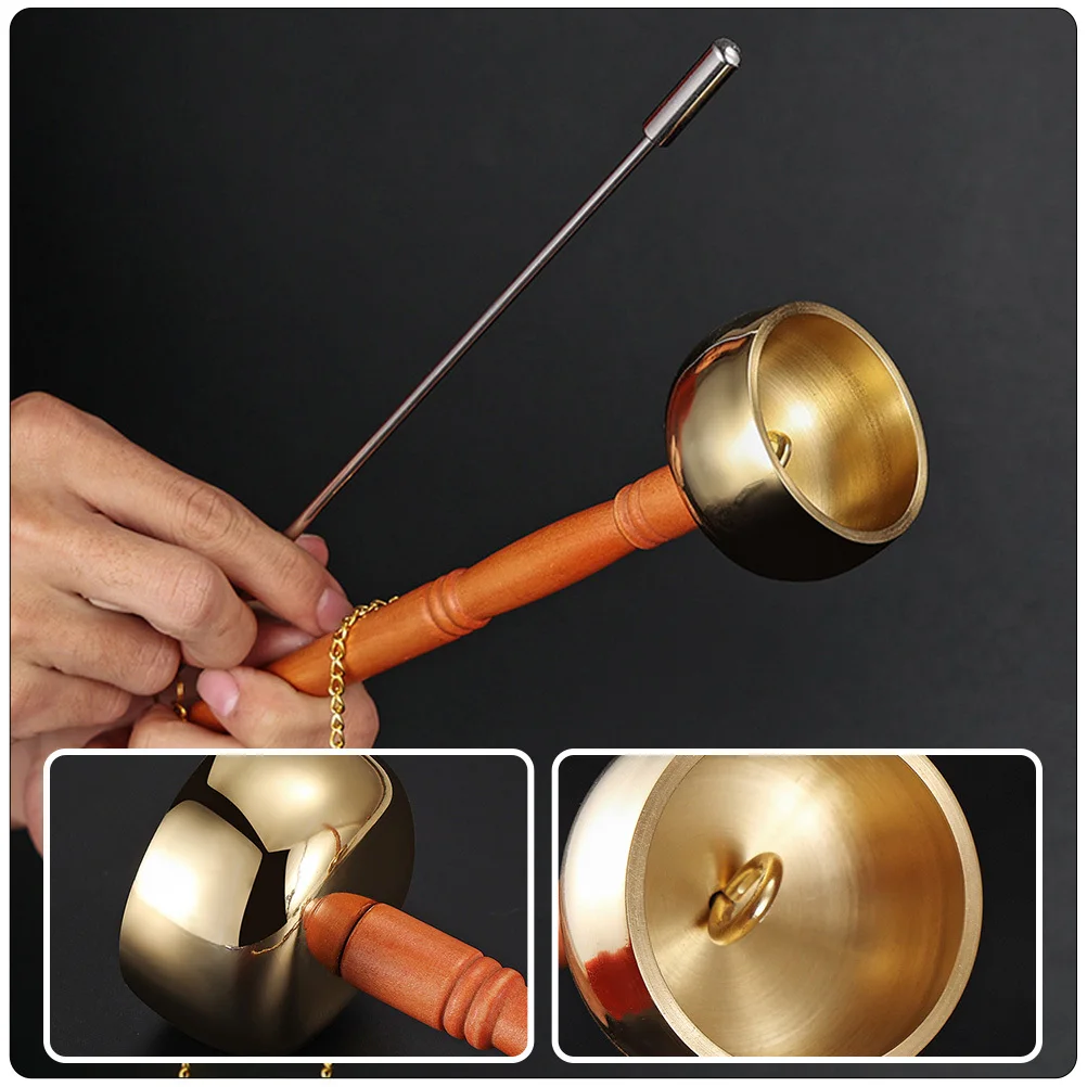 

Buddhist Yin Qing Copper Handheld Instrument Clear Sweet Sound Ergonomic Design Durable Handle Temple Buddhist Supply Meditation