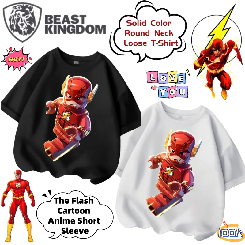 Nieuwe BeastKingdom De Flash Creatieve Cartoon Anime Korte Mouw Gepersonaliseerde Anime Merchandise Ronde Hals Losse T-shirt Groothandel
