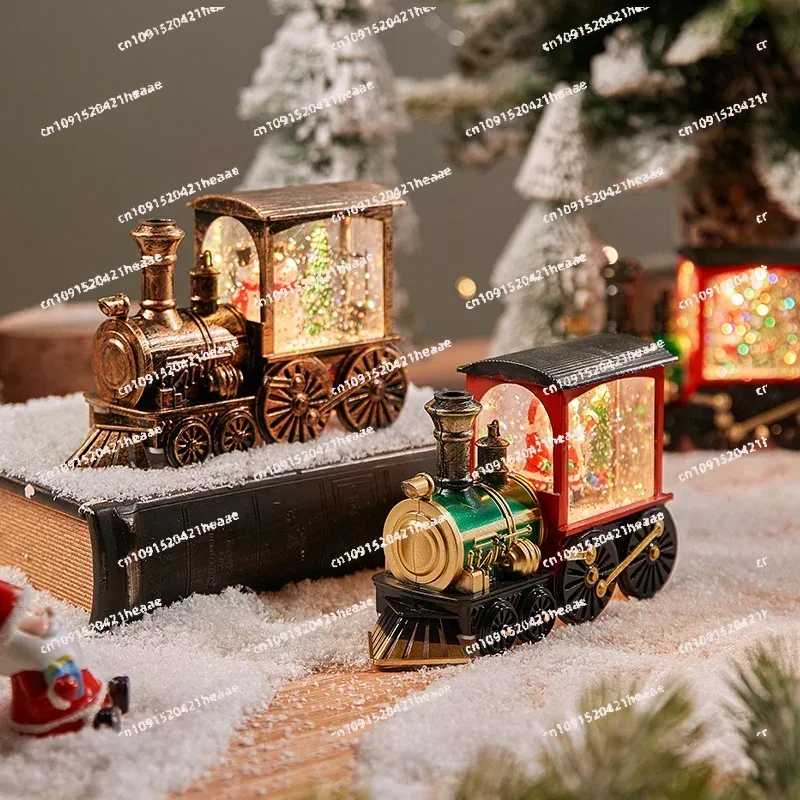 

Suitable for Small Train Luminous Tabletop Ornament Props Children's Gifts Toys Snow Christmas Tree Water Filling