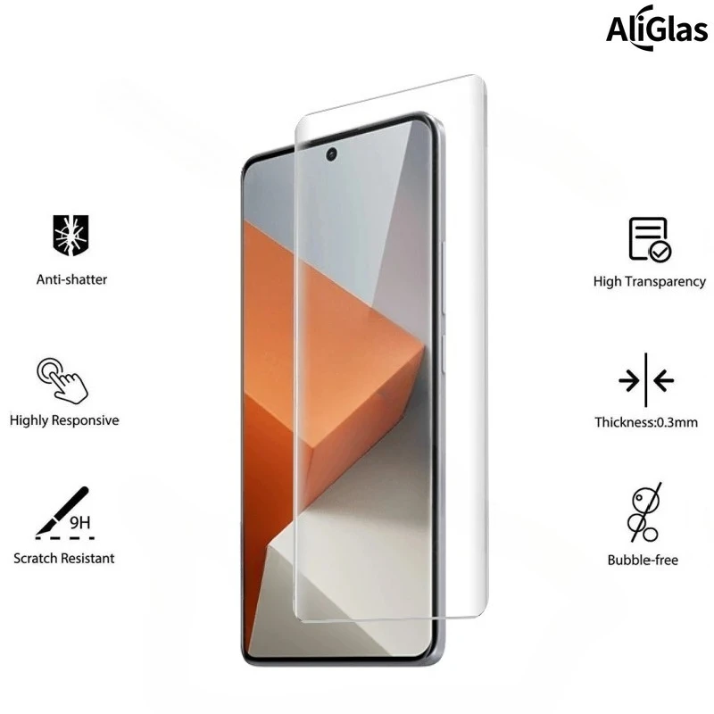 3D Curved Full Glue UV Tempered Glass for Redmi Note 13 Pro Plus Screen Protector for Note 14 15 Pro+ Plus Fingerprint Unlocking
