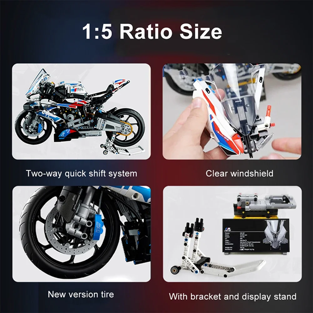 レーシングバイクのビルディングブロック,1000rrテクニカルビルディングブロック,バイクレンガ,スピード,建設玩具,大人へのギフト,1920個