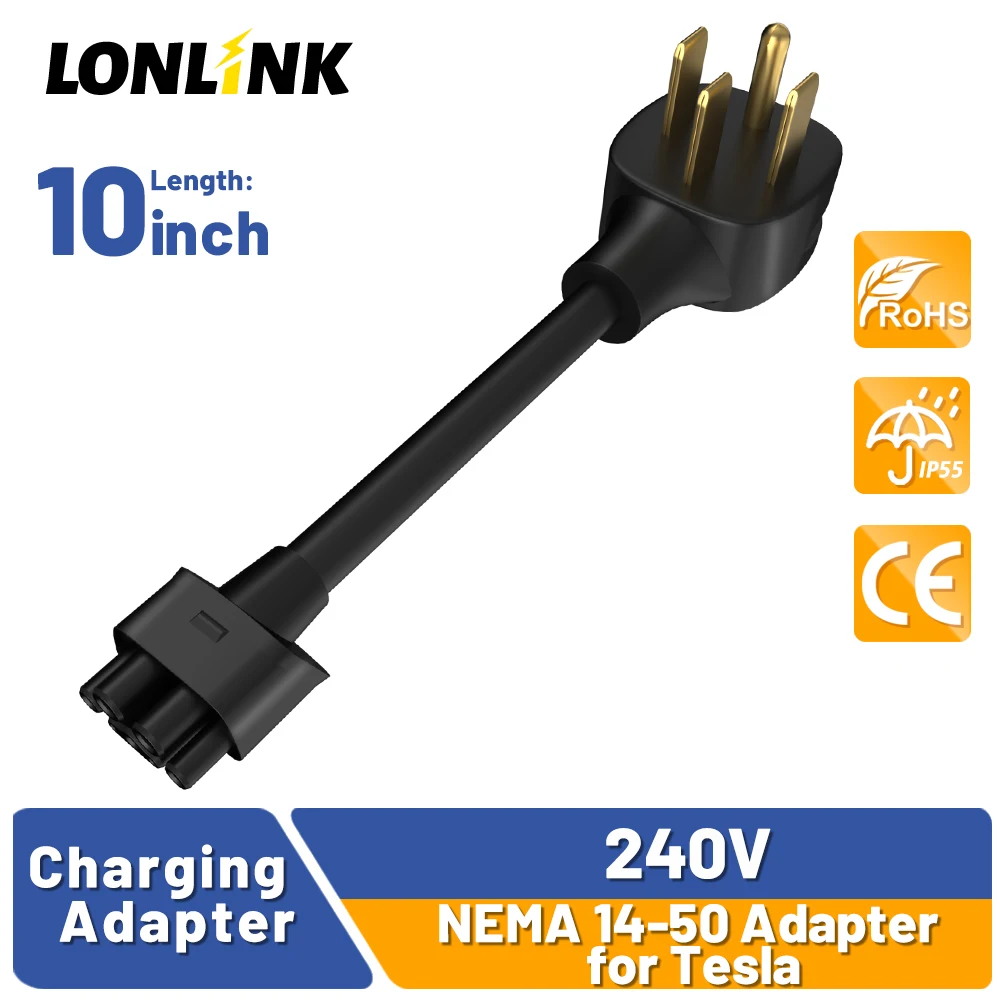 

LONLINK NEMA 14-50 Adapter for Tesla Gen 2 Mobile Portable Charger,Mobile Charger Connects to A 32 Amp Nema 240V/250V US