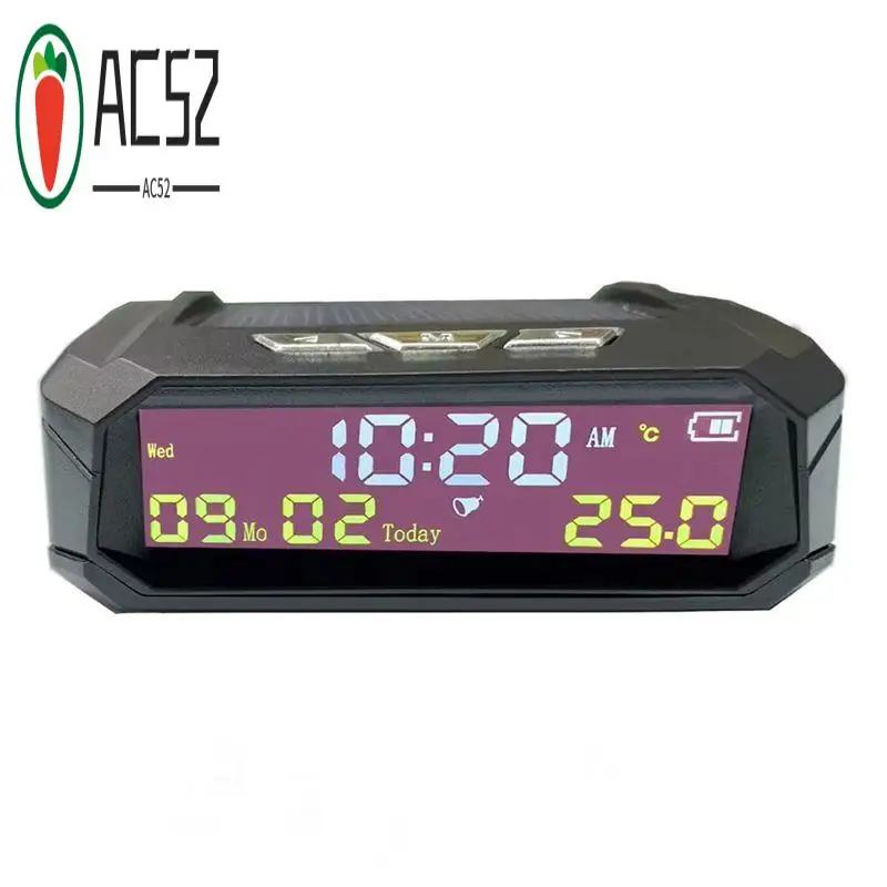 AC52-Car Auto Digital Clock In-Car Temperature Display Look Solar LCD TPMS With Date For Outdoor Parts Car Accessories