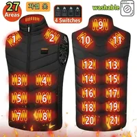 Men's Winter 27 Zone Heating Vest Jacket USB Smart Electric Sleeveless Jacket Self-heating Clothes Women's Snow Warm Padded Coat