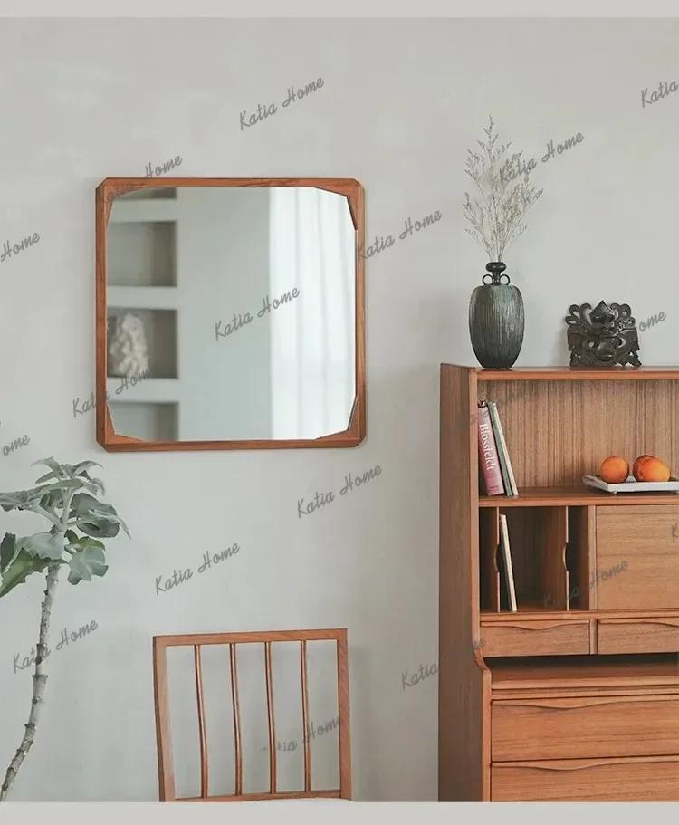 Burma teak antique-style solid wood wall-mount mirror bathroom square mirror solid wood makeup mirror entrance hall squaremirror