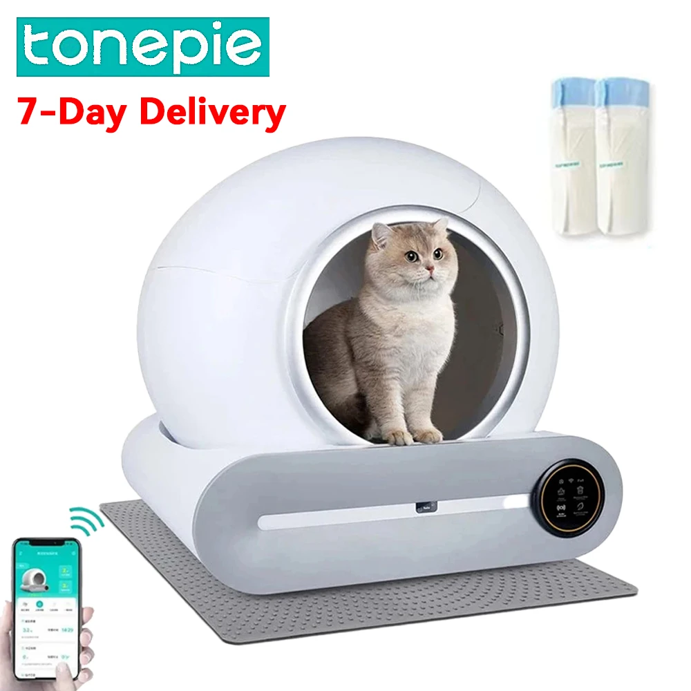 Tonepie Self-cleaning Cat Litter Box Automatic Litter Box App Control Closed Extra Large Enclosed Sandbox Pet Cats Toilet Tray