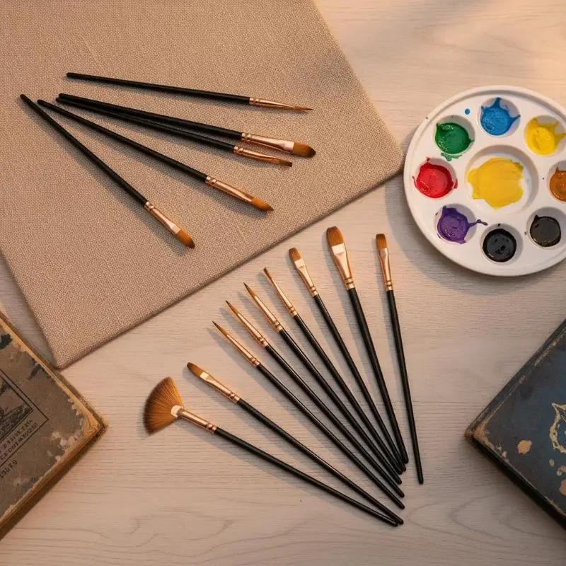 22Pcs Nylon Hair Paint Brush Set Plastic Handle Artist Painting Brushes For Watercolor Acrylic Oil Drawing Art Craft Use