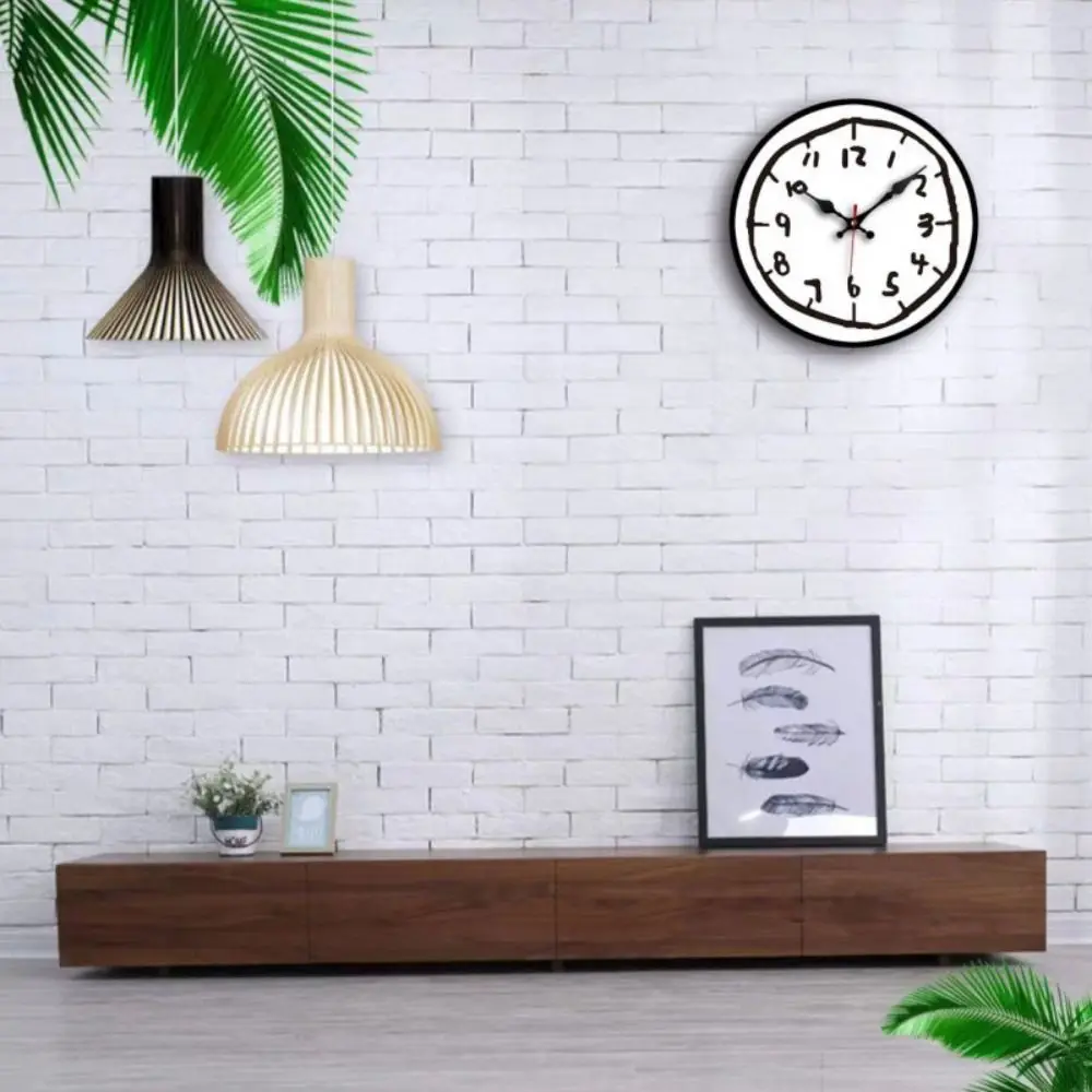 30cm Size Digital Wall Clock Cartoon Design Special Design Silent Wall Clock Graffiti Painting Round Shape Hanging Wall Clock