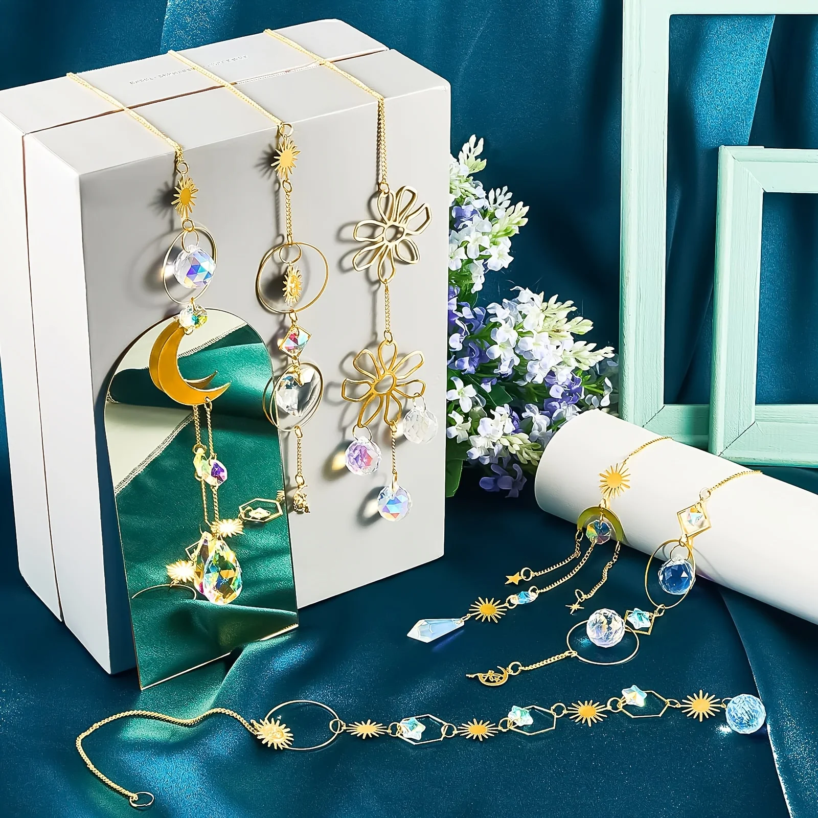 16 قطعة بلورات sunالماسك معلقة الشمس الماسك حديقة معلقة بلورات المنشور ضوء الماسك كريستال نافذة الشمس الماسك الثريا