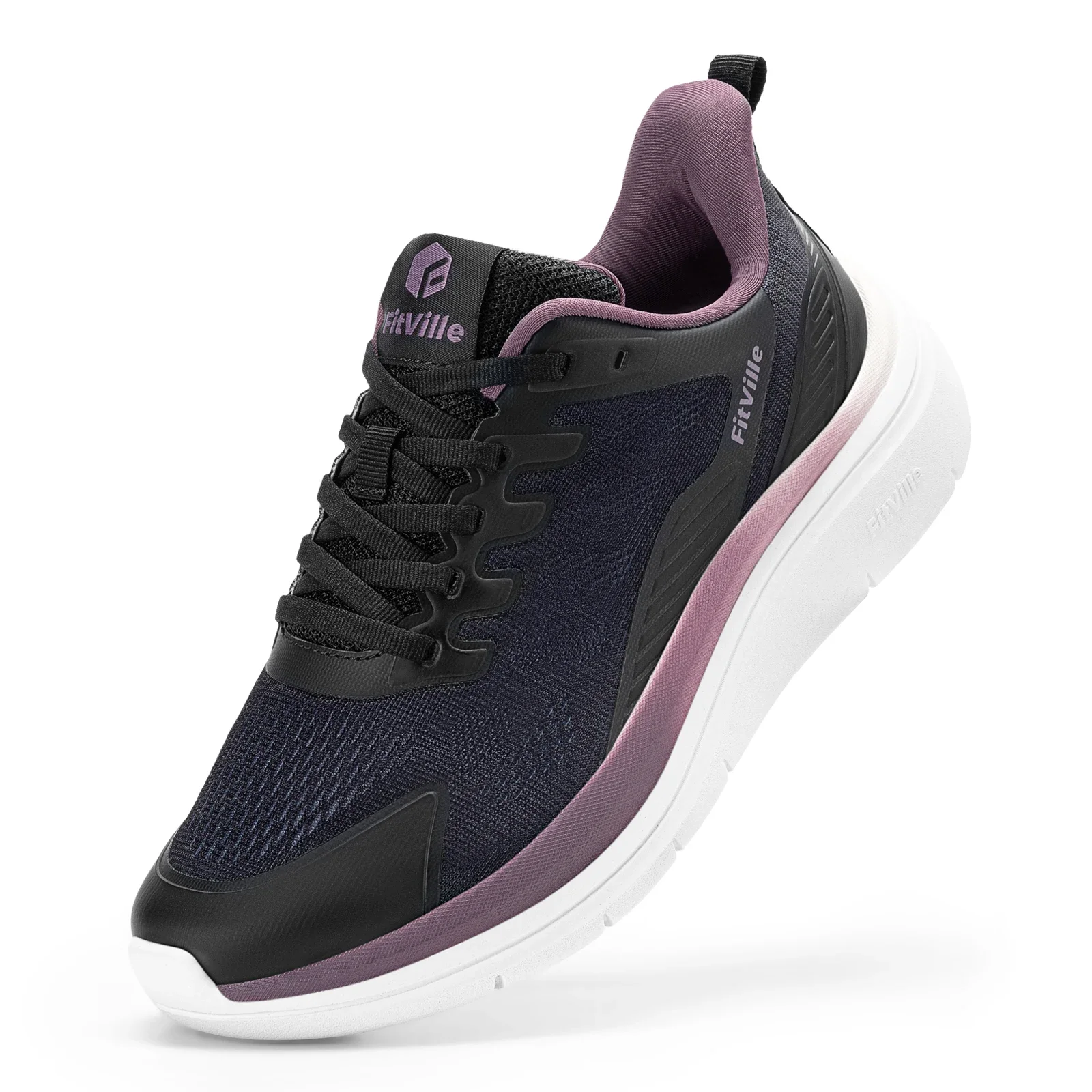 FitVille Women's Wide Running Shoes Breathable Lightweight Walking Sneakers with Arch Support for Swollen Feet and Heel Pain