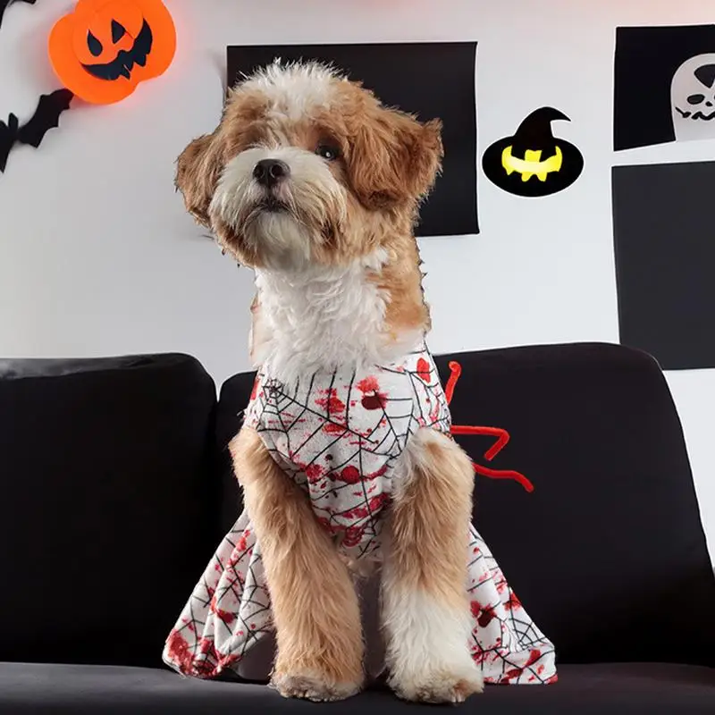 Halloween Dress For Dogs Doggie Spider Holiday Skirts Bloody Halloween Puppy Dress Spooky Doggie Holiday Skirts For Halloween