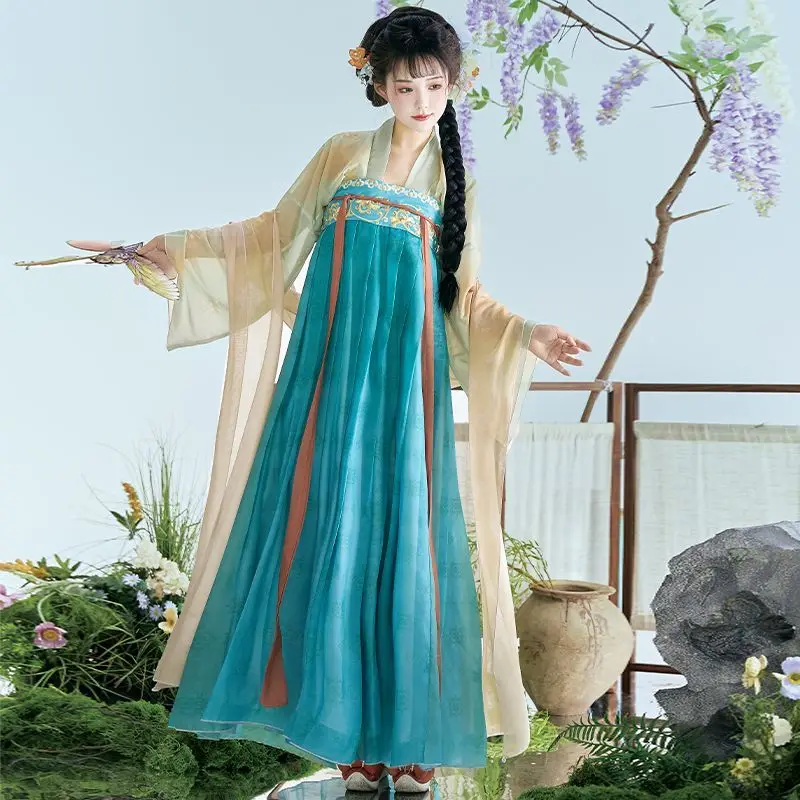 Original ผู้หญิงจีนแบบดั้งเดิม Hanfu ชุด 2025 ChicTang Dynasty สไตล์พิมพ์โบราณคอสเพลย์เต้นรํา Elegant Princess ชุด