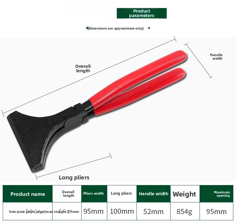 10 Inch Wide Mouth Sheet Metal Bending Pliers Heavy Duty Straight Head Steel Plate Clamp Pliers