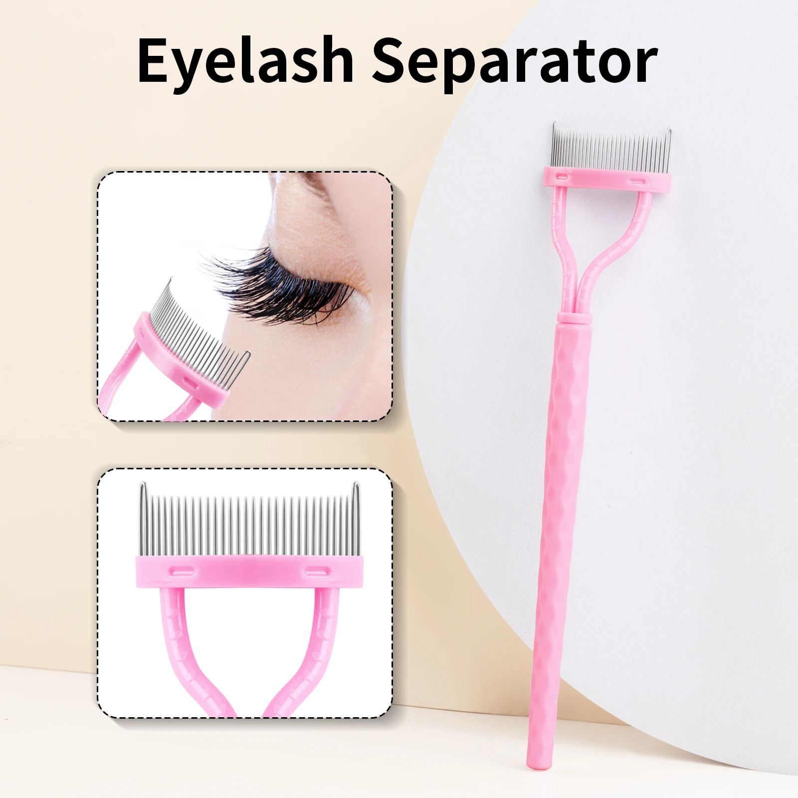 1 szt. Narzędzie do rozczesywania rzęs ze stali nierdzewnej, separator do rzęs, przenośna szczoteczka do rzęs, grzebień do maskary, podkręcanie rzęs