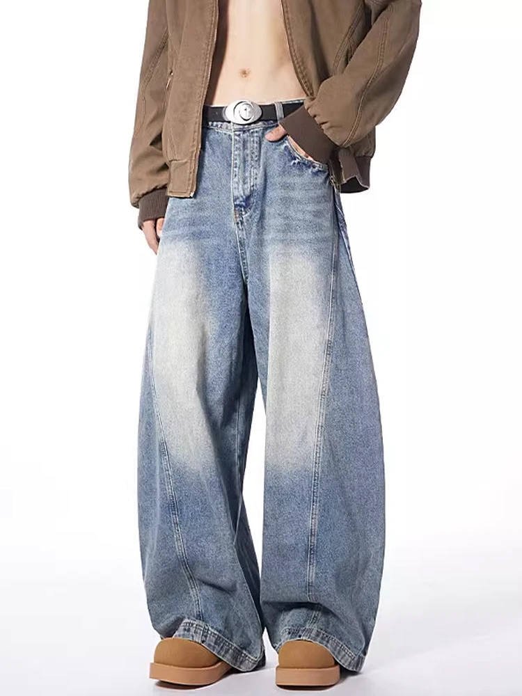 

Cleanfit Patchwork Wide Leg Loose Fit American Retro Scythe Jeans Men's Women's Straight Leg Workwear Trousers Youth Faion