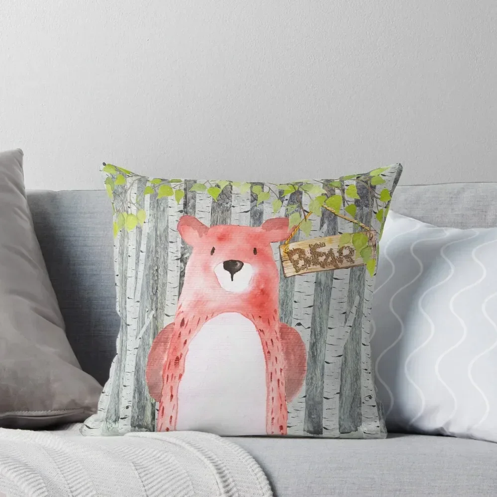 

Bear- Woodland Friends- Watercolor Illustration Throw Pillow Luxury Room Decorative Cushions Cushions For Decorative Sofa pillow