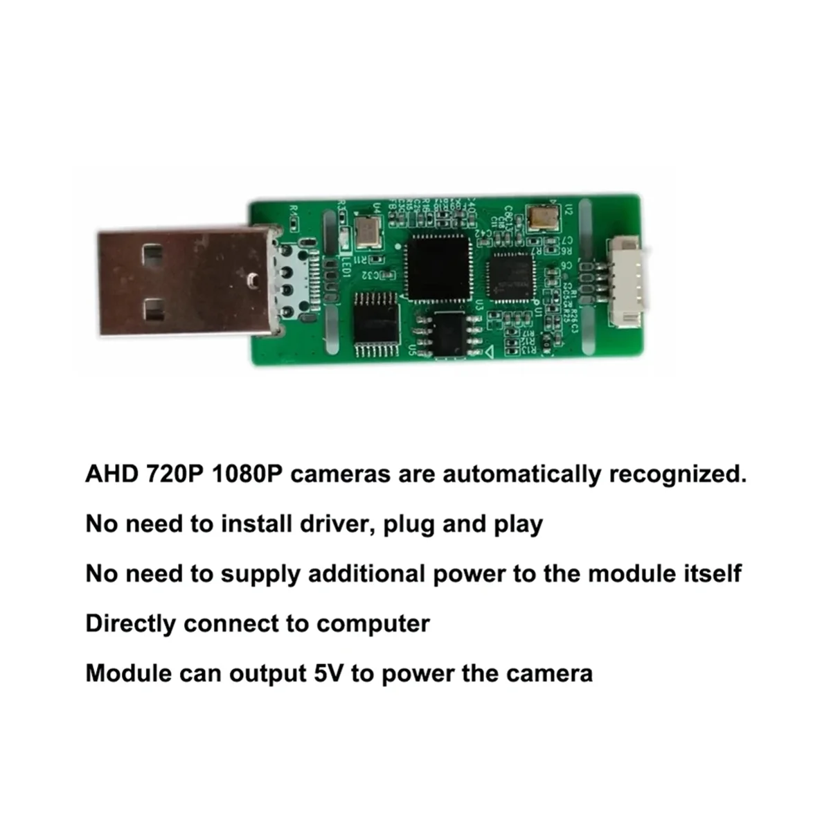 Captura de señal analógica de AHD a USB, módulo de cámara USB Digital, módulo de AHD a tipo C, unidad libre UVC para Android(B)