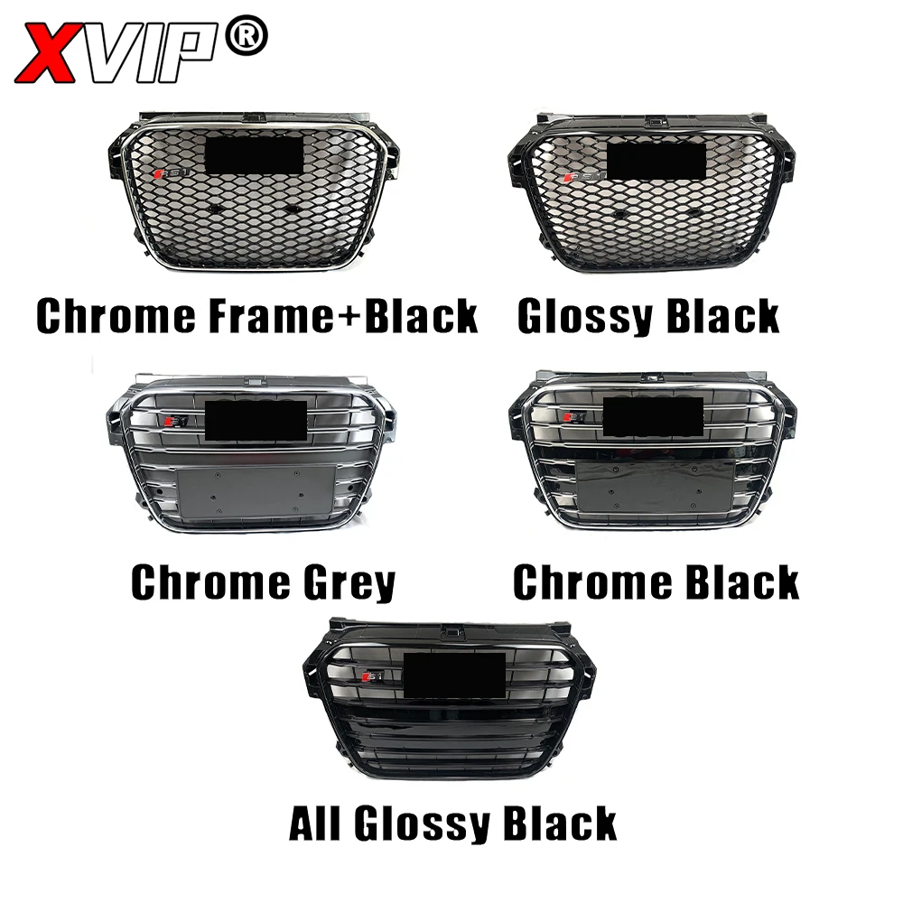 XVIP S1 Style Silver And Black Front Bumper Grille For Audi A1 8X 2011-2015 Chrom Frame To RS1 Style Racing Grilles Upper Grille