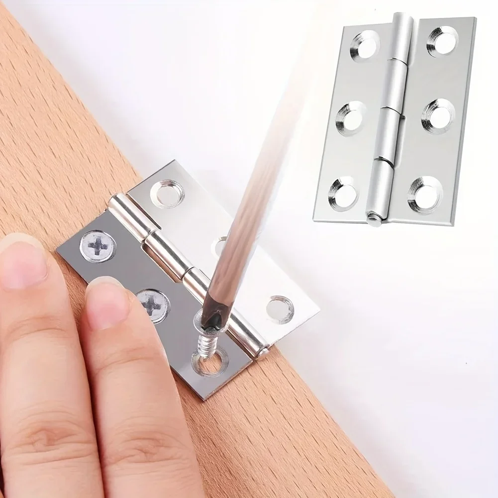 10pcs Stainless Steel Door Hinges Cabinet Doors Windows Wooden Box Flat Hinge Home Furniture Hardware Accessories image 4