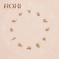 ROXI Twelve Constellation Diamond Stud Earrings 925 Sterling Silver Versatile Fashion Ins Style Jewelry Ladies Lucky Earrings