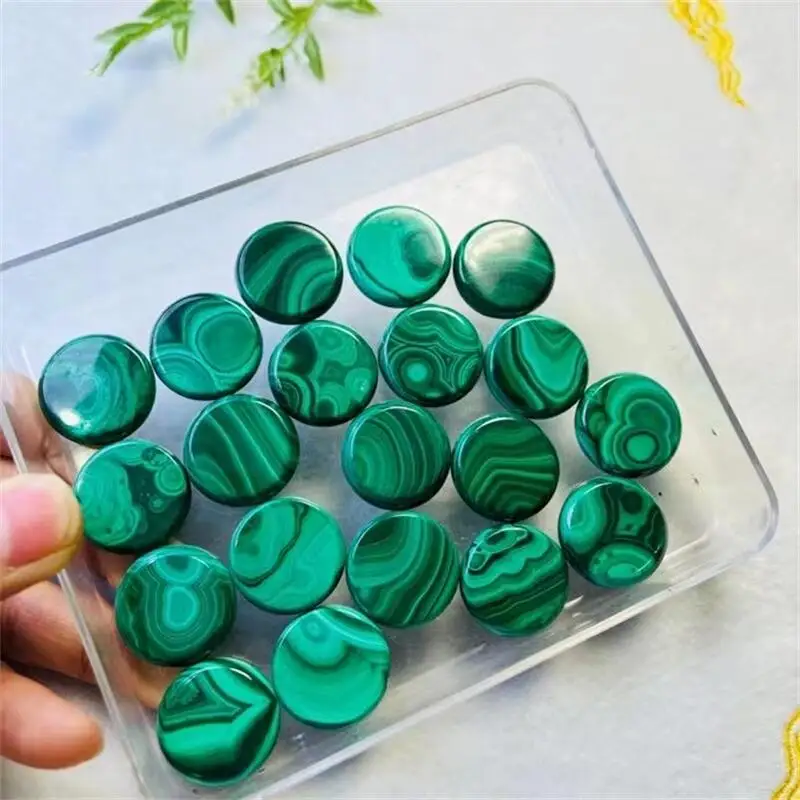 5pcs Natural Malachite Circle Wafer DIY Pendant Necklace Bracelet Fashion Charm Simple Jewelry Healing Holiday Gift 23mm