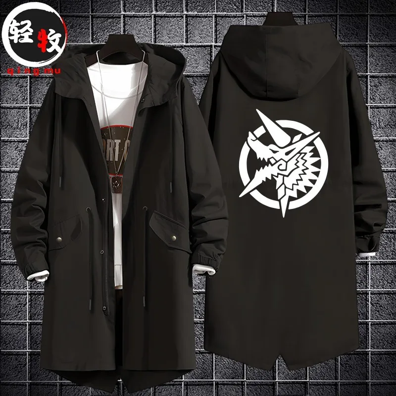 

Monster Spring Autumn Winter ex Hooded Jaet Mid-Length Windbreaker Cotton Coat Trendy Brand Outerwear Windbreaker