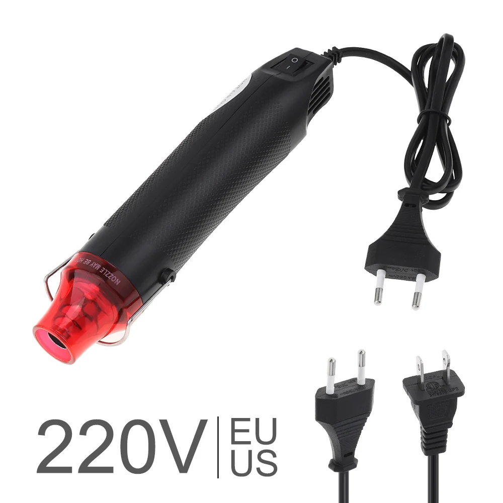 220V 300W Diy Using Heat Gun Electric Tool for Heating DIY Accessories and EU Plug with Shrink Plastic, and Black Surface