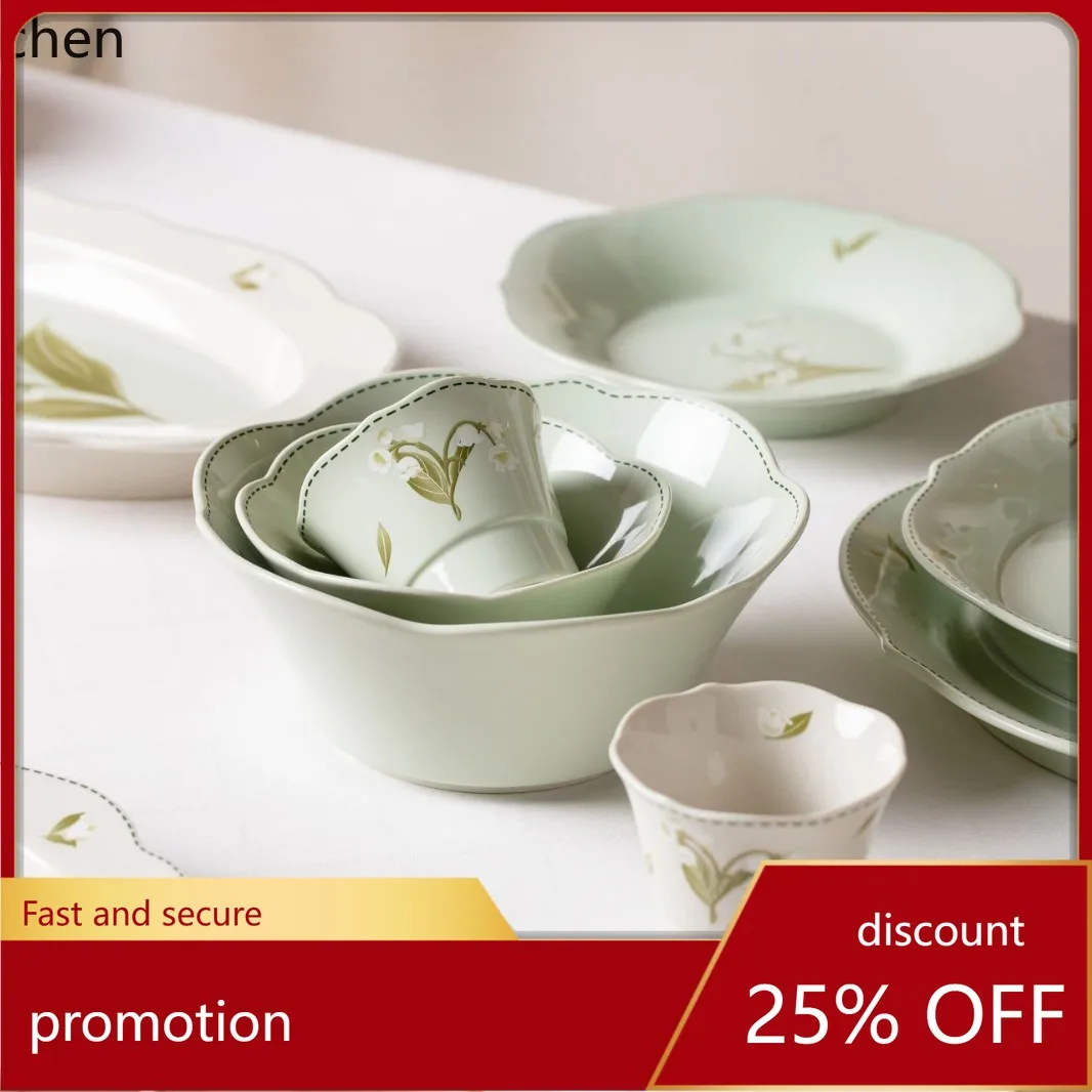 Picture 3: HYS lace lily of the valley ceramic plate - home tableware lace bowl & plate set