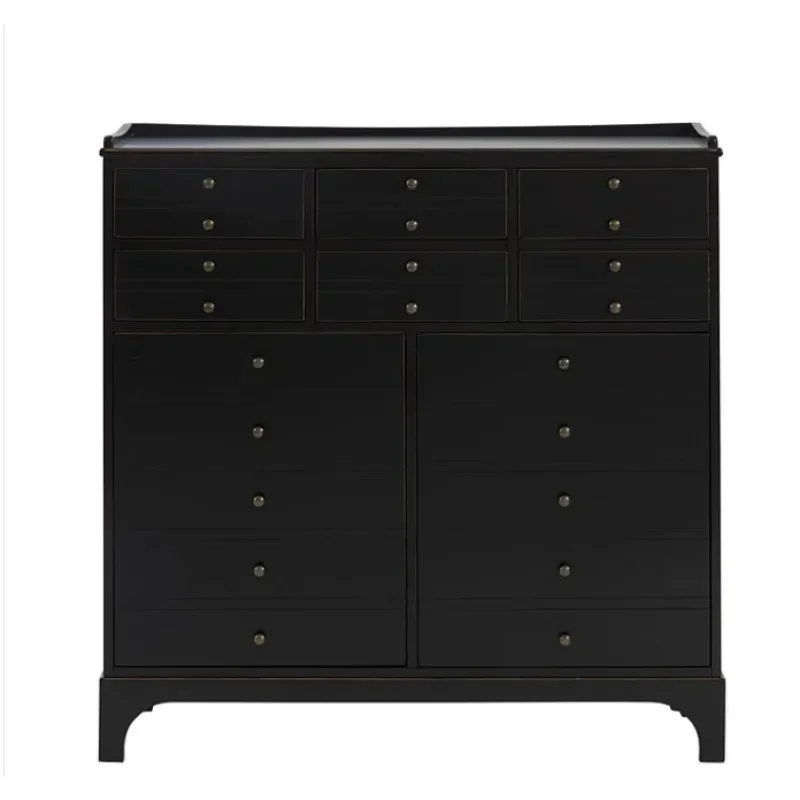 Entrance cabinet coffee snacks storage French living room chest black