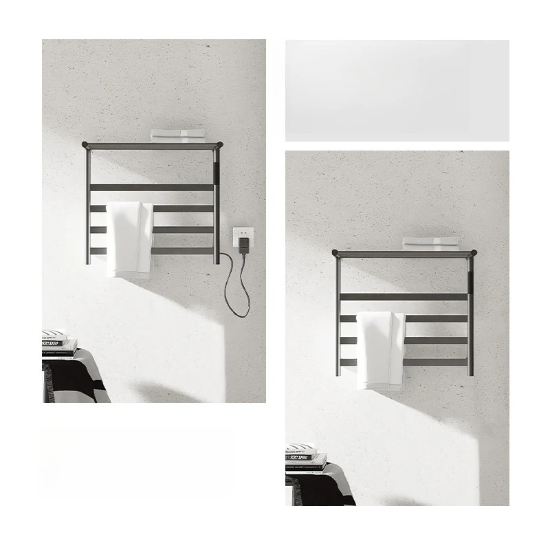 Digital display electric towel rack, household bathroom carbon fiber sterilization drying towel rack
