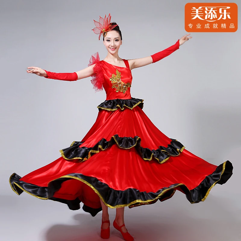 Spanish Bullfight Dress Flamenco Dance Performance Red Costume New Opening Dance Full-skirt for Adult Female Dancing Wear H533