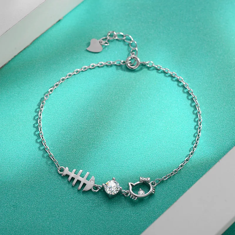 

18-каратное белое золото 0,5 карата Муассанит Cat Falls in Love с рыбным браслетом, платиновый персонализированный браслет Pt950 для женщин, ювелирные изделия