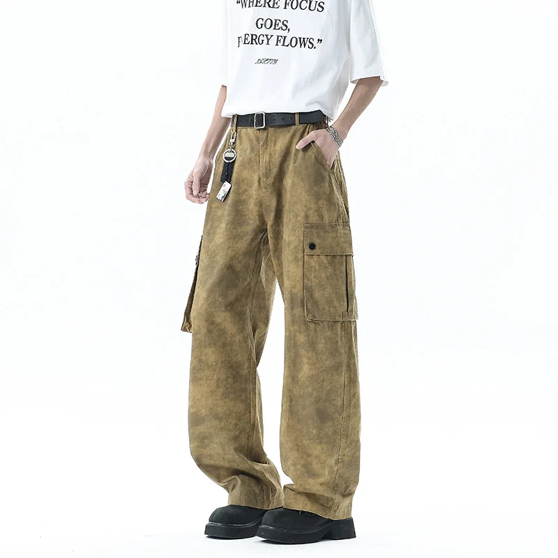 Men's White Baggy Jeans Dirty Printed Grunge Y2K Loose Straight Denim Pants Harajuku Oversized Streetwear Jeans Trousers Male
