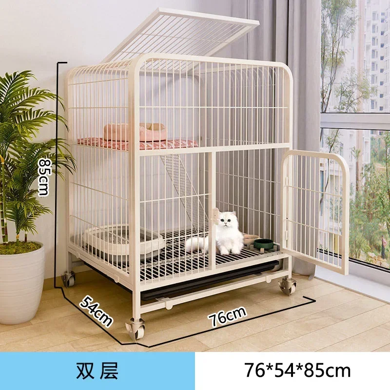 85 #double Layer [76 * 54 * 85] White/black/yellow Villa Double Layer Cat Cage Cat Cage