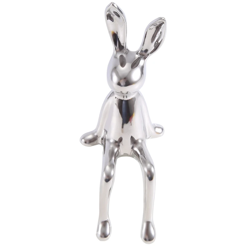 Rabbit Statues Ceramic Crafts Creative Shiny Modern Nordic Animal Figures Decorative Ornament Animal Figures image 4