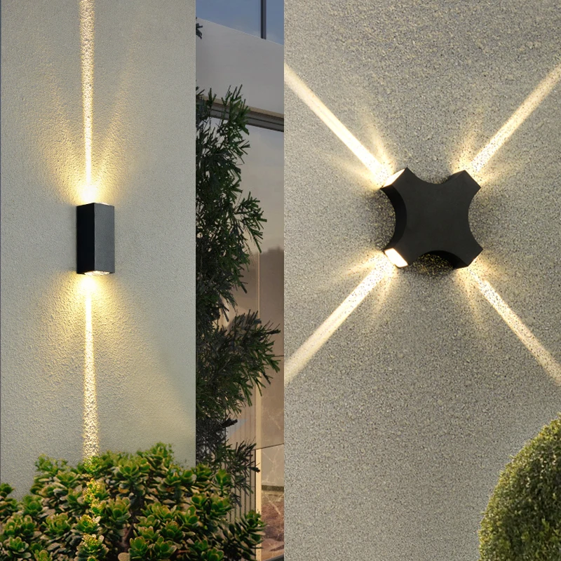 Decorate Line Beam LED Wall Lamps Aluminum COB Outdoor Light 6W 12W Waterproof IP65 Up and Down Porch Sconces AC110 220V