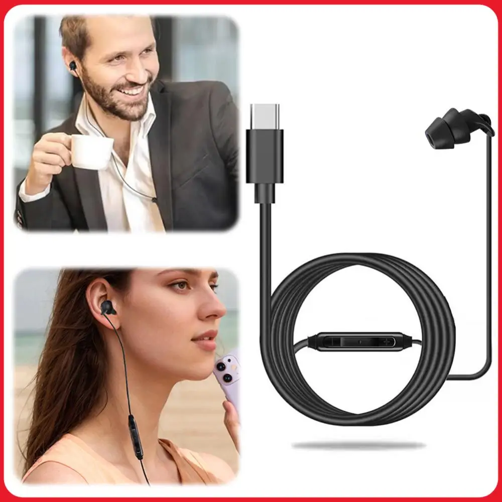 3.5mm/Type-c Wired Earbuds In Ear Headphone Wired Earphones with Mic One Side Earplugs Single Side Earphone for Smart Phones MP3
