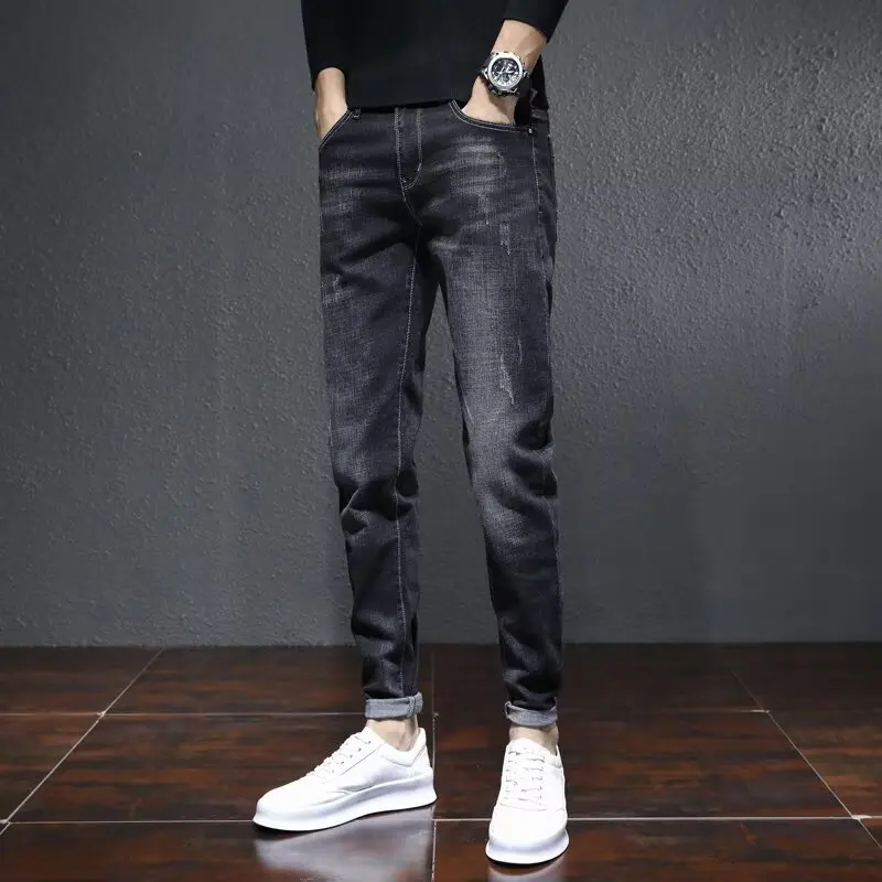 Новинка 2025 года, мужские утолщенные термоджинсы на флисовой подкладке, мужские зимние прямые облегающие джинсовые брюки, свободные повседневные удобные брюки