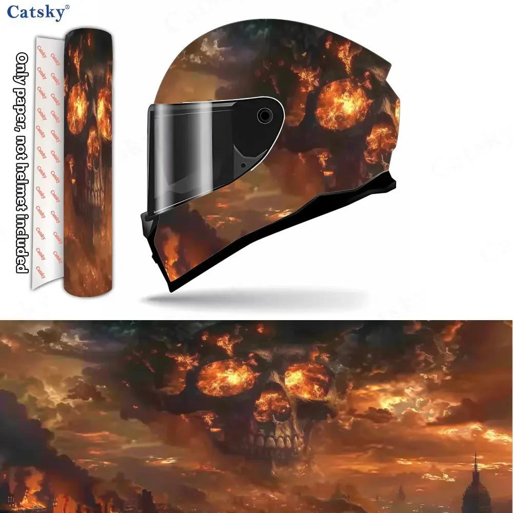 Adesivo para capacete de motocicleta em PVC, modelo Flame Skeleton City, autoadesivo, à prova d'água, adere firmemente e não cai, à prova d'água.