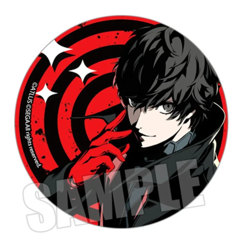 Persona 5 Tin Badge 55mm Akechi Goro Sakamoto Ryuji High Definition Film Coating Unique Game Anime Otaku Collectible Merch Gift