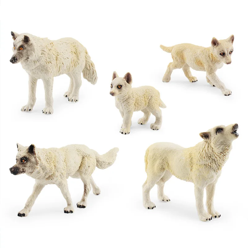 Figuras de acción de animales salvajes del bosque, modelo de Lobo Blanco de América del Norte, colección de animales salvajes, lobos, decoración de PVC, Juguetes