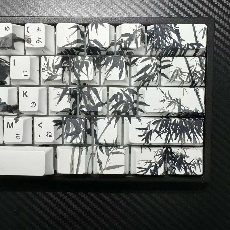 Bamboo Forest Duel Anime Keycaps Side Engraved Translucent Custom Mechanical Keyboard Caps Cherry/XDA PBT Keycaps Wooting 60he