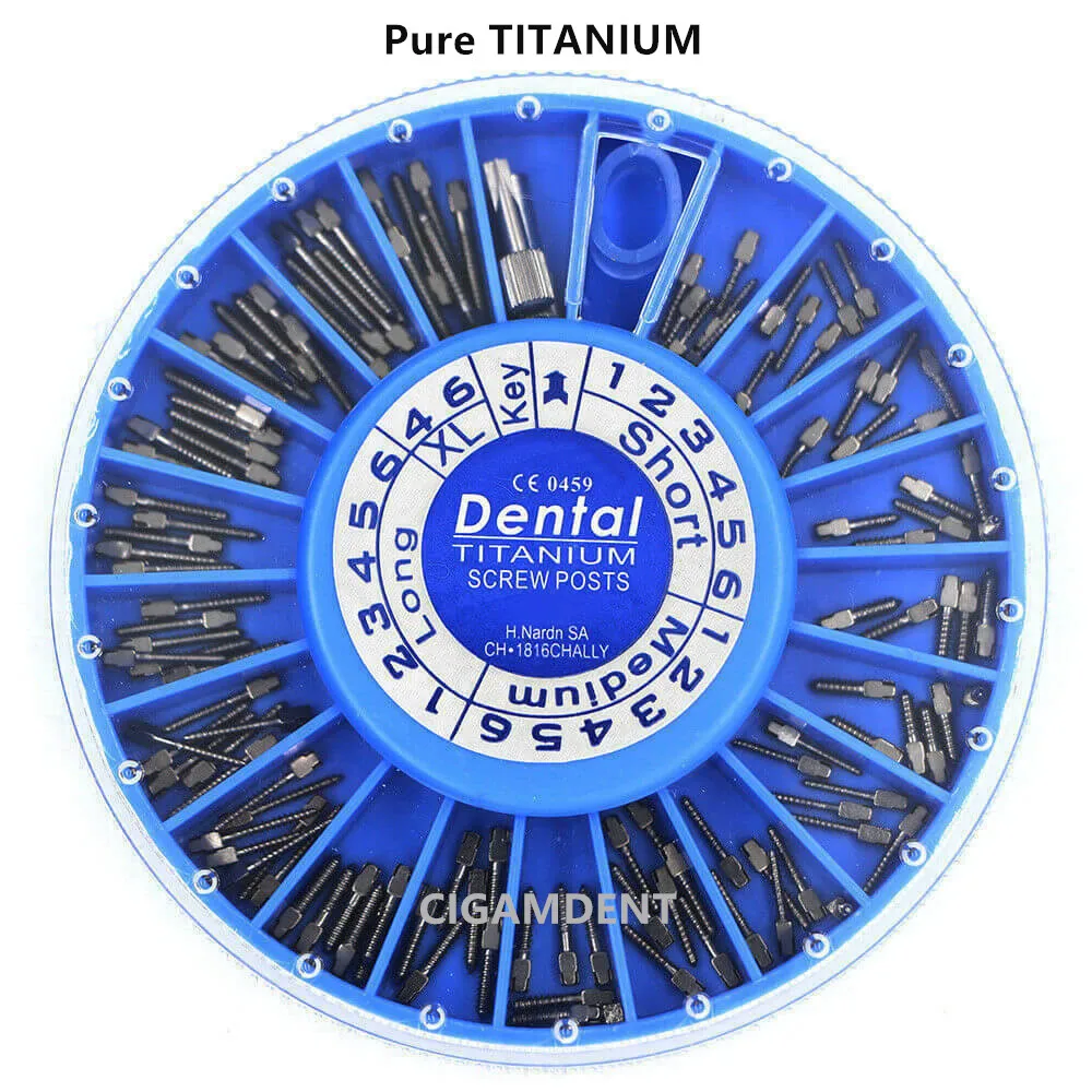 1Box Dental Endo Conical Screw Post Root Canal Pins Pure TITANIUM Stainless Steel Gold Plated Endodontic Material