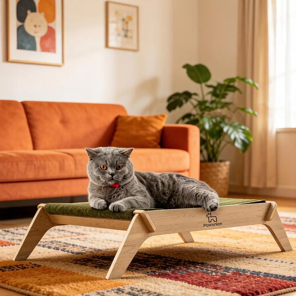 

Cat hammock/pet bed, floor-standing wooden cat swing bed, suitable for indoor cat and dog furniture, easy to assemble.