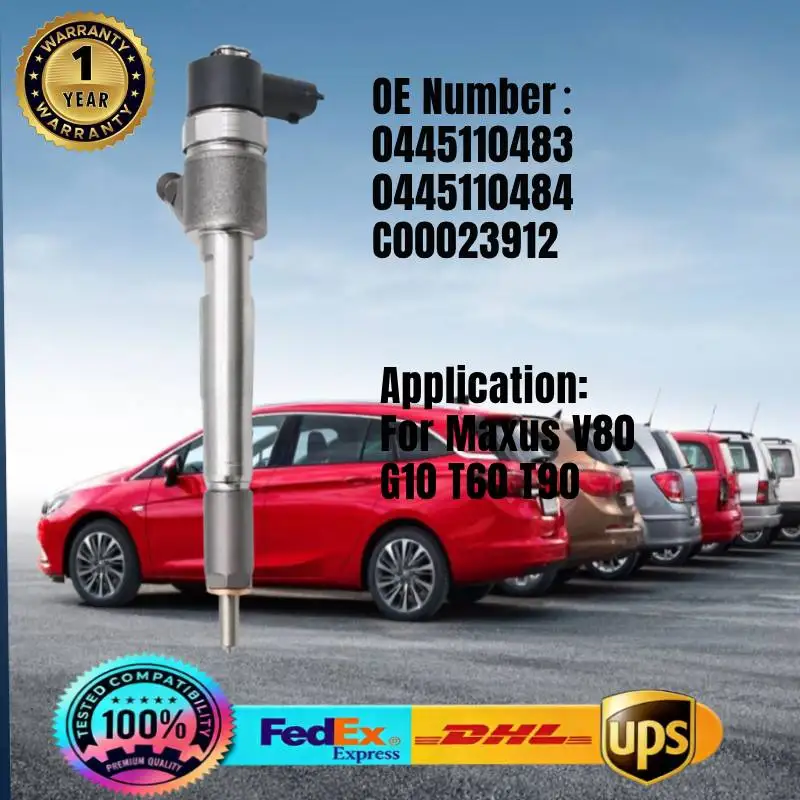 

0445110483 0445110484 C00023912 Common Rail Fuel Injector for SAIC MAXUS Chase V80 G10 T60 D90